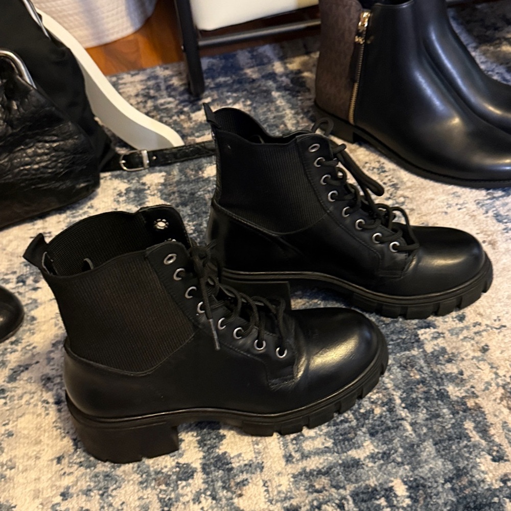 Steve Madden Black Heeled Combat Boots